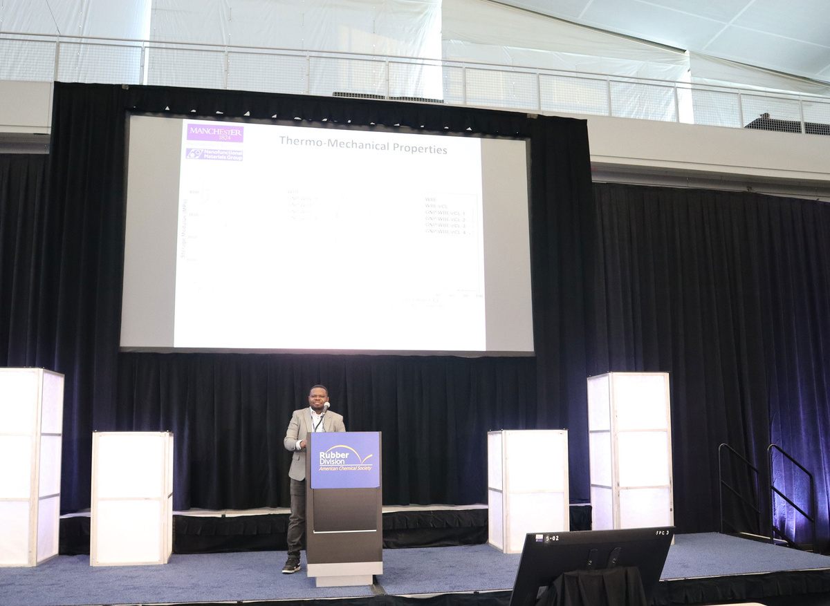 Christian Nwosu presenting at 2024 International Elastomer Conference (IEC)