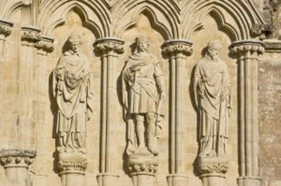 Intricate stone work on the Salisbury Cathedral, UK