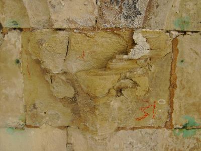  A finely carved stone decorating the external wall at Salisbury Cathedral that was treated with nanolime