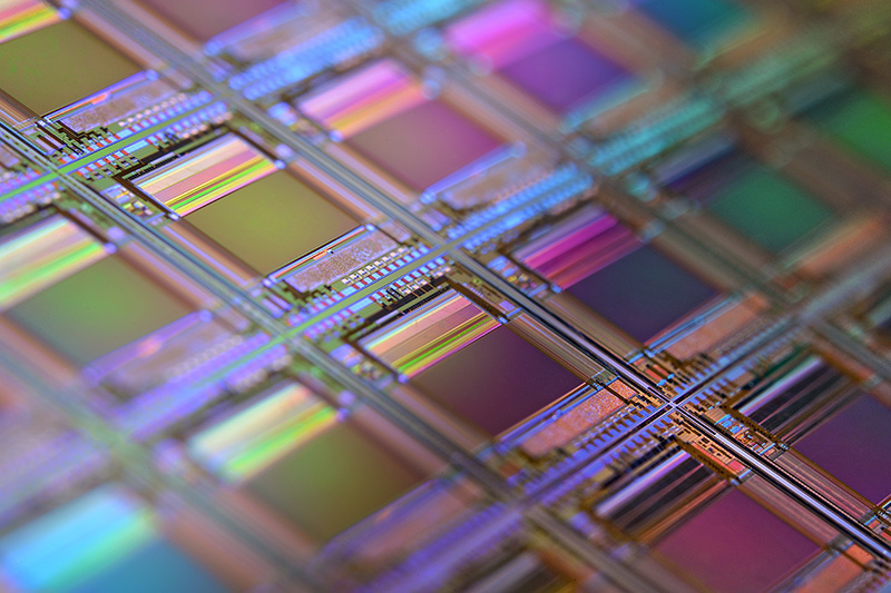 macro of a silicon wafer