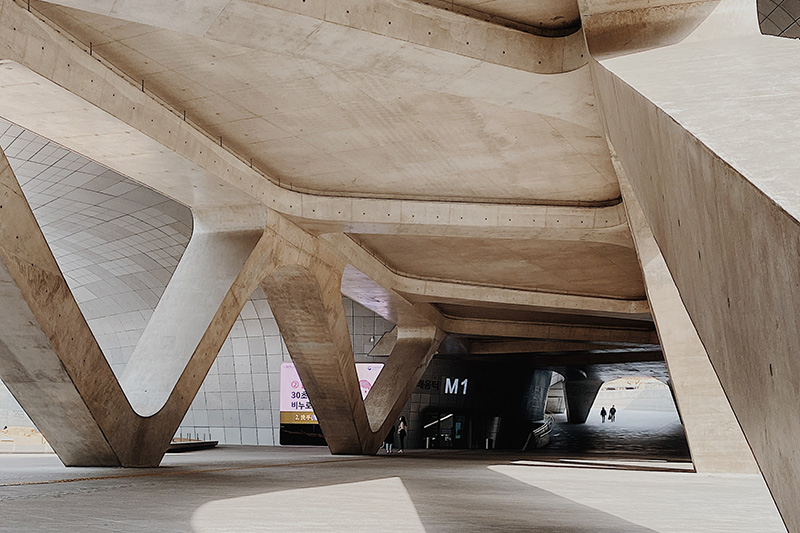 A large concrete pedestrian walk through